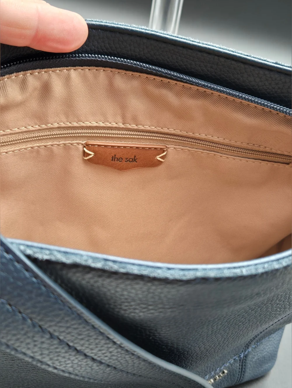 The Sak Navy Blue Pebbled Leather Shoulder Bag - Minimalist Hobo